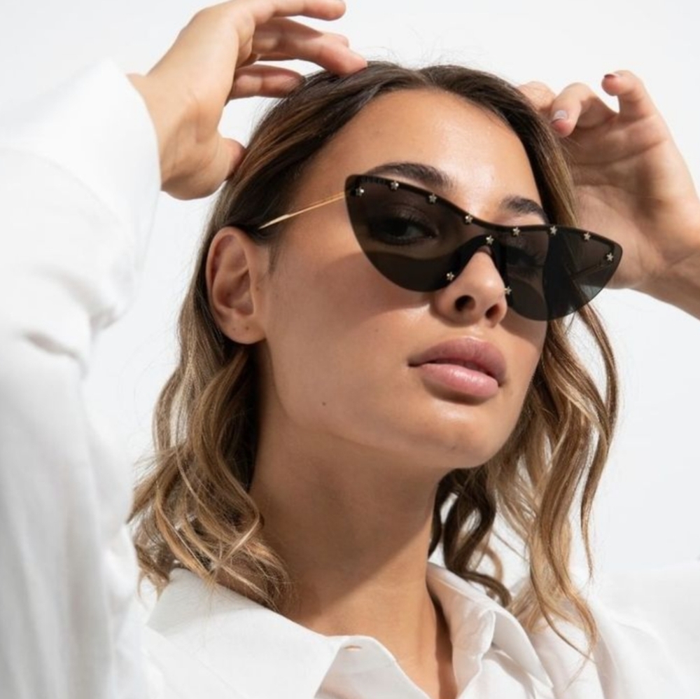 GUCCI GG0666 Star Studded Shield Sunglasses Rimless